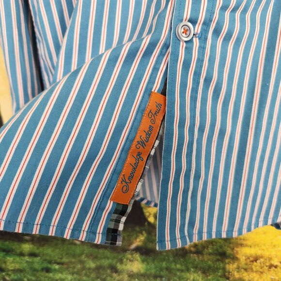 Robert Graham X Blue Striped Tailored Fit Long Sleeve Shirt Men's Size Large - Picture 5 of 10